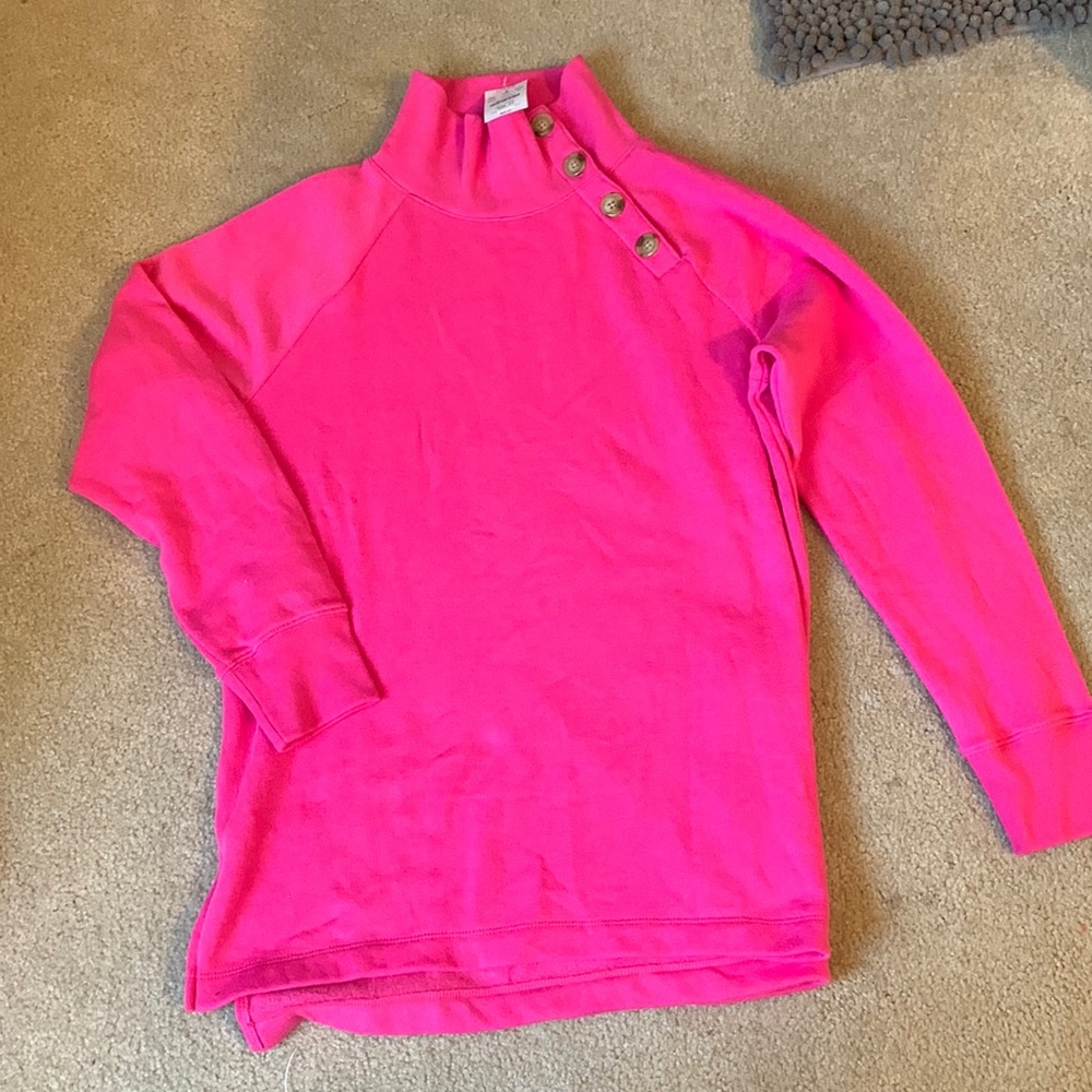 Pink j crew button neck sweater